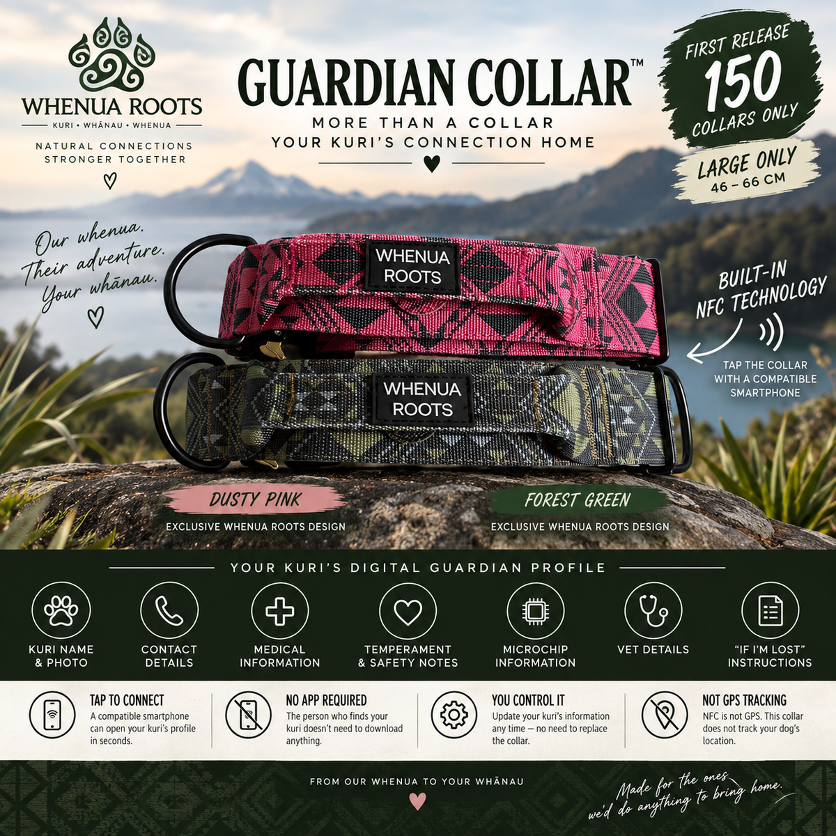 Whenua Roots Guardian Collar™ | Built-In NFC + Digital Guardian Profile